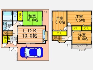 招提元町古賀一戸建の物件間取画像